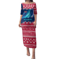 Norway Christmas Family Matching Puletasi and Hawaiian Shirt with Northern Lights Snowflake Pattern and Nordic Forest - Wonder Print Shop