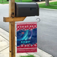 Norway Christmas Garden Flag with Northern Lights Snowflake Pattern and Nordic Forest - Wonder Print Shop