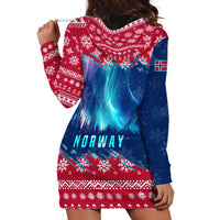 Norway Christmas Hoodie Dress with Northern Lights Snowflake Pattern and Nordic Forest - Wonder Print Shop
