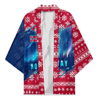 Norway Christmas Kimono with Northern Lights Snowflake Pattern and Nordic Forest - Wonder Print Shop