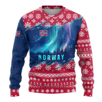 Norway Christmas Ugly Christmas Sweater with Northern Lights Snowflake Pattern and Nordic Forest - Wonder Print Shop