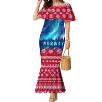 Norway Christmas Mermaid Dress with Northern Lights Snowflake Pattern and Nordic Forest - Wonder Print Shop