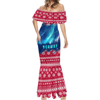 Norway Christmas Mermaid Dress with Northern Lights Snowflake Pattern and Nordic Forest - Wonder Print Shop