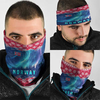 Norway Christmas Neck Gaiter with Northern Lights Snowflake Pattern and Nordic Forest - Wonder Print Shop