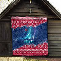 Norway Christmas Quilt with Northern Lights Snowflake Pattern and Nordic Forest - Wonder Print Shop