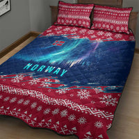 Norway Christmas Quilt Bed Set with Northern Lights Snowflake Pattern and Nordic Forest - Wonder Print Shop