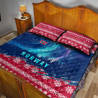 Norway Christmas Quilt Bed Set with Northern Lights Snowflake Pattern and Nordic Forest - Wonder Print Shop