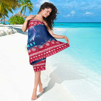 Norway Christmas Sarong with Northern Lights Snowflake Pattern and Nordic Forest - Wonder Print Shop