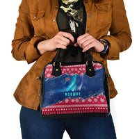 Norway Christmas Shoulder Handbag with Northern Lights Snowflake Pattern and Nordic Forest - Wonder Print Shop