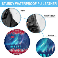 Norway Christmas Spare Tire Cover with Northern Lights Snowflake Pattern and Nordic Forest - Wonder Print Shop