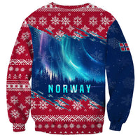 Norway Christmas Sweatshirt with Northern Lights Snowflake Pattern and Nordic Forest - Wonder Print Shop