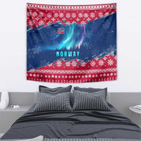 Norway Christmas Tapestry with Northern Lights Snowflake Pattern and Nordic Forest - Wonder Print Shop