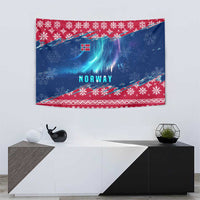 Norway Christmas Tapestry with Northern Lights Snowflake Pattern and Nordic Forest - Wonder Print Shop