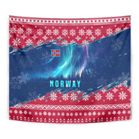 Norway Christmas Tapestry with Northern Lights Snowflake Pattern and Nordic Forest - Wonder Print Shop