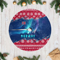 Norway Christmas Tree Skirt with Northern Lights Snowflake Pattern and Nordic Forest - Wonder Print Shop