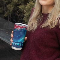 Norway Christmas Tumbler Cup with Northern Lights Snowflake Pattern and Nordic Forest - Wonder Print Shop