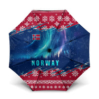 Norway Christmas Umbrella with Northern Lights Snowflake Pattern and Nordic Forest - Wonder Print Shop