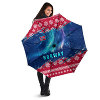Norway Christmas Umbrella with Northern Lights Snowflake Pattern and Nordic Forest - Wonder Print Shop