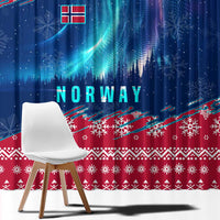 Norway Christmas Window Curtain with Northern Lights Snowflake Pattern and Nordic Forest - Wonder Print Shop