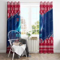 Norway Christmas Window Curtain with Northern Lights Snowflake Pattern and Nordic Forest - Wonder Print Shop