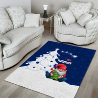 Norway Christmas Area Rug with Nordic Gnome Santa White Tree and Snowflake - Wonder Print Shop