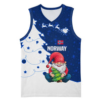 Norway Christmas Basketball Jersey with Nordic Gnome Santa White Tree and Snowflake - Wonder Print Shop