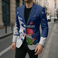 Norway Christmas Blazer with Nordic Gnome Santa White Tree and Snowflake - Wonder Print Shop