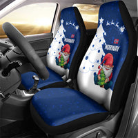 Norway Christmas Car Seat Cover with Nordic Gnome Santa White Tree and Snowflake - Wonder Print Shop