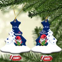 Norway Christmas Ceramic Ornament with Nordic Gnome Santa White Tree and Snowflake - Wonder Print Shop