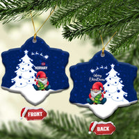 Norway Christmas Ceramic Ornament with Nordic Gnome Santa White Tree and Snowflake - Wonder Print Shop