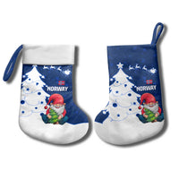 Norway Christmas Stocking with Nordic Gnome Santa White Tree and Snowflake - Wonder Print Shop