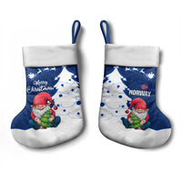 Norway Christmas Stocking with Nordic Gnome Santa White Tree and Snowflake - Wonder Print Shop