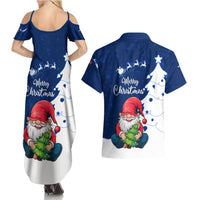 Norway Christmas Couples Matching Summer Maxi Dress and Hawaiian Shirt with Nordic Gnome Santa White Tree and Snowflake - Wonder Print Shop