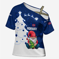 Norway Christmas Cross Shoulder Shirt with Nordic Gnome Santa White Tree and Snowflake - Wonder Print Shop