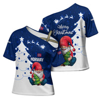 Norway Christmas Cross Shoulder Shirt with Nordic Gnome Santa White Tree and Snowflake - Wonder Print Shop