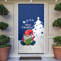 Norway Christmas Door Cover with Nordic Gnome Santa White Tree and Snowflake - Wonder Print Shop