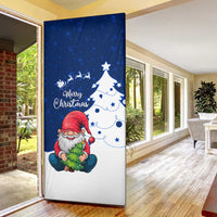 Norway Christmas Door Cover with Nordic Gnome Santa White Tree and Snowflake - Wonder Print Shop