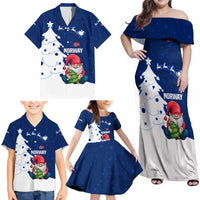 Norway Christmas Family Matching Off Shoulder Maxi Dress and Hawaiian Shirt with Nordic Gnome Santa White Tree and Snowflake - Wonder Print Shop