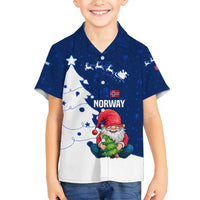 Norway Christmas Family Matching Off Shoulder Maxi Dress and Hawaiian Shirt with Nordic Gnome Santa White Tree and Snowflake - Wonder Print Shop