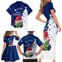 Norway Christmas Family Matching Short Sleeve Bodycon Dress and Hawaiian Shirt with Nordic Gnome Santa White Tree and Snowflake - Wonder Print Shop