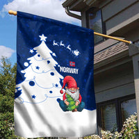 Norway Christmas Garden Flag with Nordic Gnome Santa White Tree and Snowflake - Wonder Print Shop