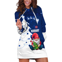 Norway Christmas Hoodie Dress with Nordic Gnome Santa White Tree and Snowflake - Wonder Print Shop
