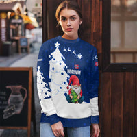 Norway Christmas Ugly Christmas Sweater with Nordic Gnome Santa White Tree and Snowflake - Wonder Print Shop