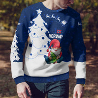 Norway Christmas Ugly Christmas Sweater with Nordic Gnome Santa White Tree and Snowflake - Wonder Print Shop