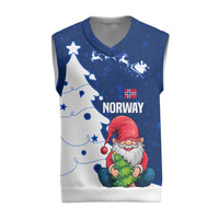 Norway Christmas Knitted V-Neck Vest with Nordic Gnome Santa White Tree and Snowflake - Wonder Print Shop