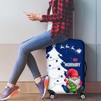 Norway Christmas Luggage Cover with Nordic Gnome Santa White Tree and Snowflake - Wonder Print Shop