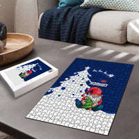 Norway Christmas Puzzle with Nordic Gnome Santa White Tree and Snowflake - Wonder Print Shop