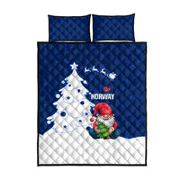 Norway Christmas Quilt Bed Set with Nordic Gnome Santa White Tree and Snowflake - Wonder Print Shop