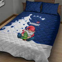 Norway Christmas Quilt Bed Set with Nordic Gnome Santa White Tree and Snowflake - Wonder Print Shop