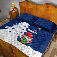 Norway Christmas Quilt Bed Set with Nordic Gnome Santa White Tree and Snowflake - Wonder Print Shop